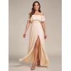 image:imageEverPretty Womens Elegant Off The Shoulder Side Split Flowy Chiffon Maxi Bridesmaid Dress Formal Wedding Guest Dresses 0968Blush