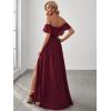 image:imageEverPretty Womens Elegant Off The Shoulder Side Split Flowy Chiffon Maxi Bridesmaid Dress Formal Wedding Guest Dresses 0968Burgundy1