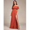 image:imageEverPretty Womens Elegant Off The Shoulder Side Split Flowy Chiffon Maxi Bridesmaid Dress Formal Wedding Guest Dresses 0968Burnt Orange