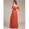 image:imageEverPretty Womens Elegant Off The Shoulder Side Split Flowy Chiffon Maxi Bridesmaid Dress Formal Wedding Guest Dresses 0968Burnt Orange