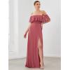 image:imageEverPretty Womens Elegant Off The Shoulder Side Split Flowy Chiffon Maxi Bridesmaid Dress Formal Wedding Guest Dresses 0968Cameo Brown