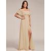 image:imageEverPretty Womens Elegant Off The Shoulder Side Split Flowy Chiffon Maxi Bridesmaid Dress Formal Wedding Guest Dresses 0968Champagne