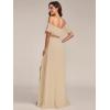 image:imageEverPretty Womens Elegant Off The Shoulder Side Split Flowy Chiffon Maxi Bridesmaid Dress Formal Wedding Guest Dresses 0968Champagne