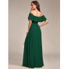 image:imageEverPretty Womens Elegant Off The Shoulder Side Split Flowy Chiffon Maxi Bridesmaid Dress Formal Wedding Guest Dresses 0968Dark Green