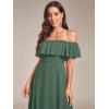 image:imageEverPretty Womens Elegant Off The Shoulder Side Split Flowy Chiffon Maxi Bridesmaid Dress Formal Wedding Guest Dresses 0968Eucalyptus Green