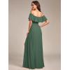 image:imageEverPretty Womens Elegant Off The Shoulder Side Split Flowy Chiffon Maxi Bridesmaid Dress Formal Wedding Guest Dresses 0968Eucalyptus Green
