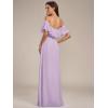 image:imageEverPretty Womens Elegant Off The Shoulder Side Split Flowy Chiffon Maxi Bridesmaid Dress Formal Wedding Guest Dresses 0968Frosted Lilac