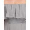 image:imageEverPretty Womens Elegant Off The Shoulder Side Split Flowy Chiffon Maxi Bridesmaid Dress Formal Wedding Guest Dresses 0968Gray1