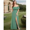 image:imageEverPretty Womens Elegant Off The Shoulder Side Split Flowy Chiffon Maxi Bridesmaid Dress Formal Wedding Guest Dresses 0968Green