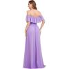image:imageEverPretty Womens Elegant Off The Shoulder Side Split Flowy Chiffon Maxi Bridesmaid Dress Formal Wedding Guest Dresses 0968Lavender