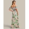 image:imageEverPretty Womens Elegant Off The Shoulder Side Split Flowy Chiffon Maxi Bridesmaid Dress Formal Wedding Guest Dresses 0968Light Green Floral