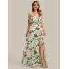 image:imageEverPretty Womens Elegant Off The Shoulder Side Split Flowy Chiffon Maxi Bridesmaid Dress Formal Wedding Guest Dresses 0968Light Green Floral