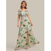 image:imageEverPretty Womens Elegant Off The Shoulder Side Split Flowy Chiffon Maxi Bridesmaid Dress Formal Wedding Guest Dresses 0968Light Green Floral