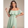 image:imageEverPretty Womens Elegant Off The Shoulder Side Split Flowy Chiffon Maxi Bridesmaid Dress Formal Wedding Guest Dresses 0968Mint Green