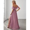 image:imageEverPretty Womens Elegant Off The Shoulder Side Split Flowy Chiffon Maxi Bridesmaid Dress Formal Wedding Guest Dresses 0968Orchid