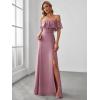 image:imageEverPretty Womens Elegant Off The Shoulder Side Split Flowy Chiffon Maxi Bridesmaid Dress Formal Wedding Guest Dresses 0968Orchid