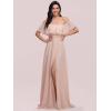 image:imageEverPretty Womens Elegant Off The Shoulder Side Split Flowy Chiffon Maxi Bridesmaid Dress Formal Wedding Guest Dresses 0968Pink