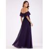 image:imageEverPretty Womens Elegant Off The Shoulder Side Split Flowy Chiffon Maxi Bridesmaid Dress Formal Wedding Guest Dresses 0968Purple