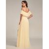 image:imageEverPretty Womens Elegant Off The Shoulder Side Split Flowy Chiffon Maxi Bridesmaid Dress Formal Wedding Guest Dresses 0968Yellow