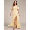 image:imageEverPretty Womens Elegant Off The Shoulder Side Split Flowy Chiffon Maxi Bridesmaid Dress Formal Wedding Guest Dresses 0968Yellow