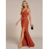 image:imageEverPretty Womens Glitter Sleeveless VNeck Formal Wedding Guest Dresses Sexy High Split Bodycon Prom Dress Evening GownBurnt Orange