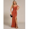image:imageEverPretty Womens Glitter Sleeveless VNeck Formal Wedding Guest Dresses Sexy High Split Bodycon Prom Dress Evening GownBurnt Orange