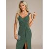 image:imageEverPretty Womens Glitter Sleeveless VNeck Formal Wedding Guest Dresses Sexy High Split Bodycon Prom Dress Evening GownEucalyptus Green