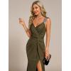 image:imageEverPretty Womens Glitter Sleeveless VNeck Formal Wedding Guest Dresses Sexy High Split Bodycon Prom Dress Evening GownOlive Green