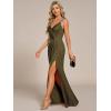 image:imageEverPretty Womens Glitter Sleeveless VNeck Formal Wedding Guest Dresses Sexy High Split Bodycon Prom Dress Evening GownOlive Green
