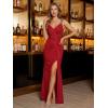 image:imageEverPretty Womens Glitter Sleeveless VNeck Formal Wedding Guest Dresses Sexy High Split Bodycon Prom Dress Evening GownRed