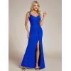 image:imageEverPretty Womens Glitter Sleeveless VNeck Formal Wedding Guest Dresses Sexy High Split Bodycon Prom Dress Evening GownSapphire Blue