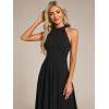 image:imageEverPretty Womens Sexy Halter Neck Pleated Sleeveless HiLo Chiffon Spring Wedding Guest Dress Cocktail Dresses 31926Black