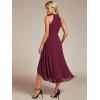 image:imageEverPretty Womens Sexy Halter Neck Pleated Sleeveless HiLo Chiffon Spring Wedding Guest Dress Cocktail Dresses 31926Burgundy