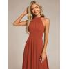 image:imageEverPretty Womens Sexy Halter Neck Pleated Sleeveless HiLo Chiffon Spring Wedding Guest Dress Cocktail Dresses 31926Burnt Orange