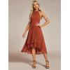 image:imageEverPretty Womens Sexy Halter Neck Pleated Sleeveless HiLo Chiffon Spring Wedding Guest Dress Cocktail Dresses 31926Burnt Orange
