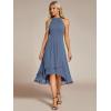 image:imageEverPretty Womens Sexy Halter Neck Pleated Sleeveless HiLo Chiffon Spring Wedding Guest Dress Cocktail Dresses 31926Dusty Blue