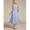 image:imageEverPretty Womens Sexy Halter Neck Pleated Sleeveless HiLo Chiffon Spring Wedding Guest Dress Cocktail Dresses 31926Ice Blue