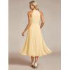 image:imageEverPretty Womens Sexy Halter Neck Pleated Sleeveless HiLo Chiffon Spring Wedding Guest Dress Cocktail Dresses 31926Yellow