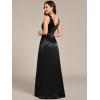 image:imageEverPretty Womens Spring Satin V Neck Formal Wedding Guest Dress Floor Length Empire Waist Prom Dresses with PocketsBlack