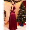 image:imageEverPretty Womens Spring Satin V Neck Formal Wedding Guest Dress Floor Length Empire Waist Prom Dresses with PocketsBurgundy