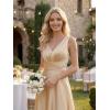 image:imageEverPretty Womens Spring Satin V Neck Formal Wedding Guest Dress Floor Length Empire Waist Prom Dresses with PocketsChampagne