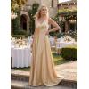 image:imageEverPretty Womens Spring Satin V Neck Formal Wedding Guest Dress Floor Length Empire Waist Prom Dresses with PocketsChampagne