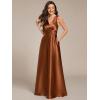 image:imageEverPretty Womens Spring Satin V Neck Formal Wedding Guest Dress Floor Length Empire Waist Prom Dresses with PocketsCopper