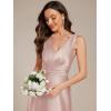 image:imageEverPretty Womens Spring Satin V Neck Formal Wedding Guest Dress Floor Length Empire Waist Prom Dresses with PocketsMauve