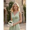 image:imageEverPretty Womens Spring Satin V Neck Formal Wedding Guest Dress Floor Length Empire Waist Prom Dresses with PocketsMint Green