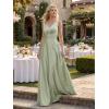 image:imageEverPretty Womens Spring Satin V Neck Formal Wedding Guest Dress Floor Length Empire Waist Prom Dresses with PocketsMint Green