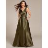 image:imageEverPretty Womens Spring Satin V Neck Formal Wedding Guest Dress Floor Length Empire Waist Prom Dresses with PocketsOlive Green
