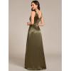 image:imageEverPretty Womens Spring Satin V Neck Formal Wedding Guest Dress Floor Length Empire Waist Prom Dresses with PocketsOlive Green