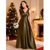 image:imageEverPretty Womens Spring Satin V Neck Formal Wedding Guest Dress Floor Length Empire Waist Prom Dresses with PocketsOlive Green