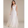 image:imageEverPretty Womens Spring Satin V Neck Formal Wedding Guest Dress Floor Length Empire Waist Prom Dresses with PocketsWhite